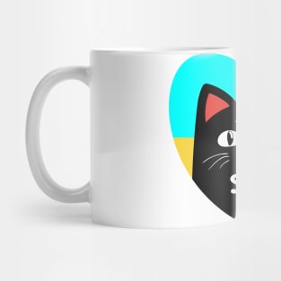 Stop war banner, poster, flyer, card, badge or sticker print design with grumpy black cat Mug